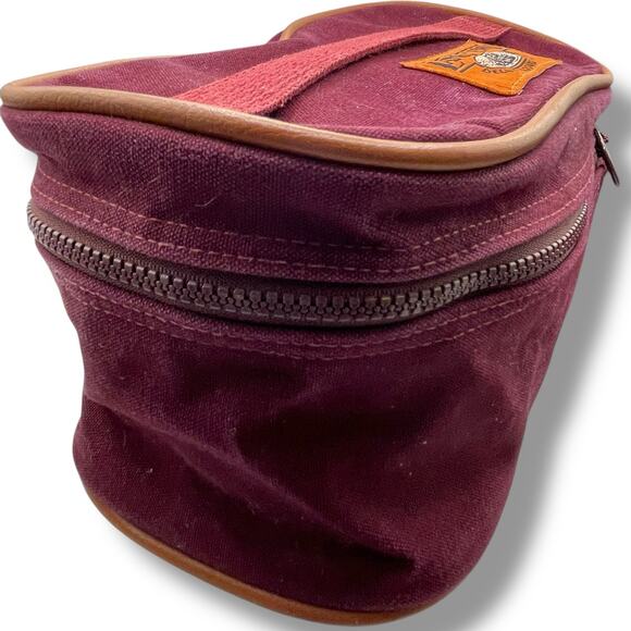 Vintage Lands End Square Rigger Canvas Toiletry Bag Shaving Dopp Kit Maroon USA - Picture 5 of 13